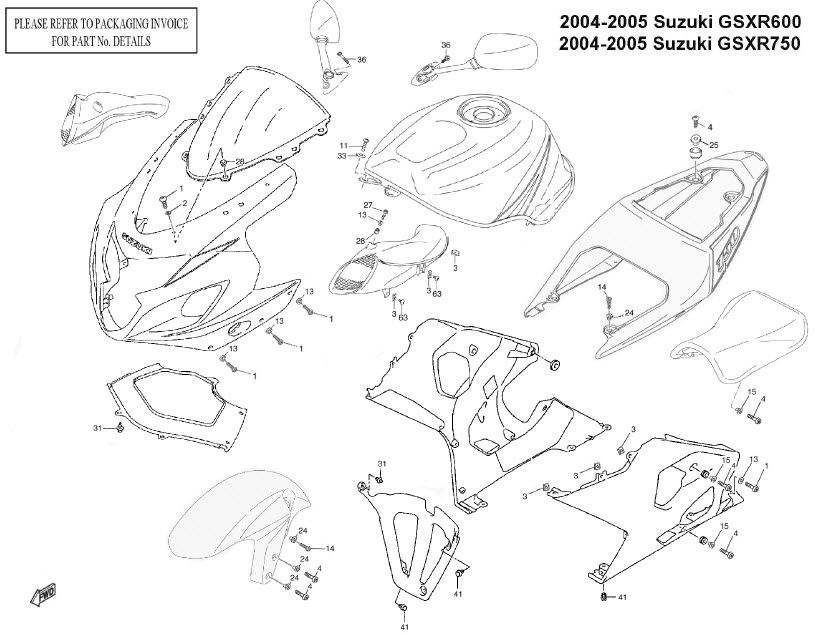 Complete Black Fairing Bolt Kit Body Screws for Suzuki GSXR 600 750 04